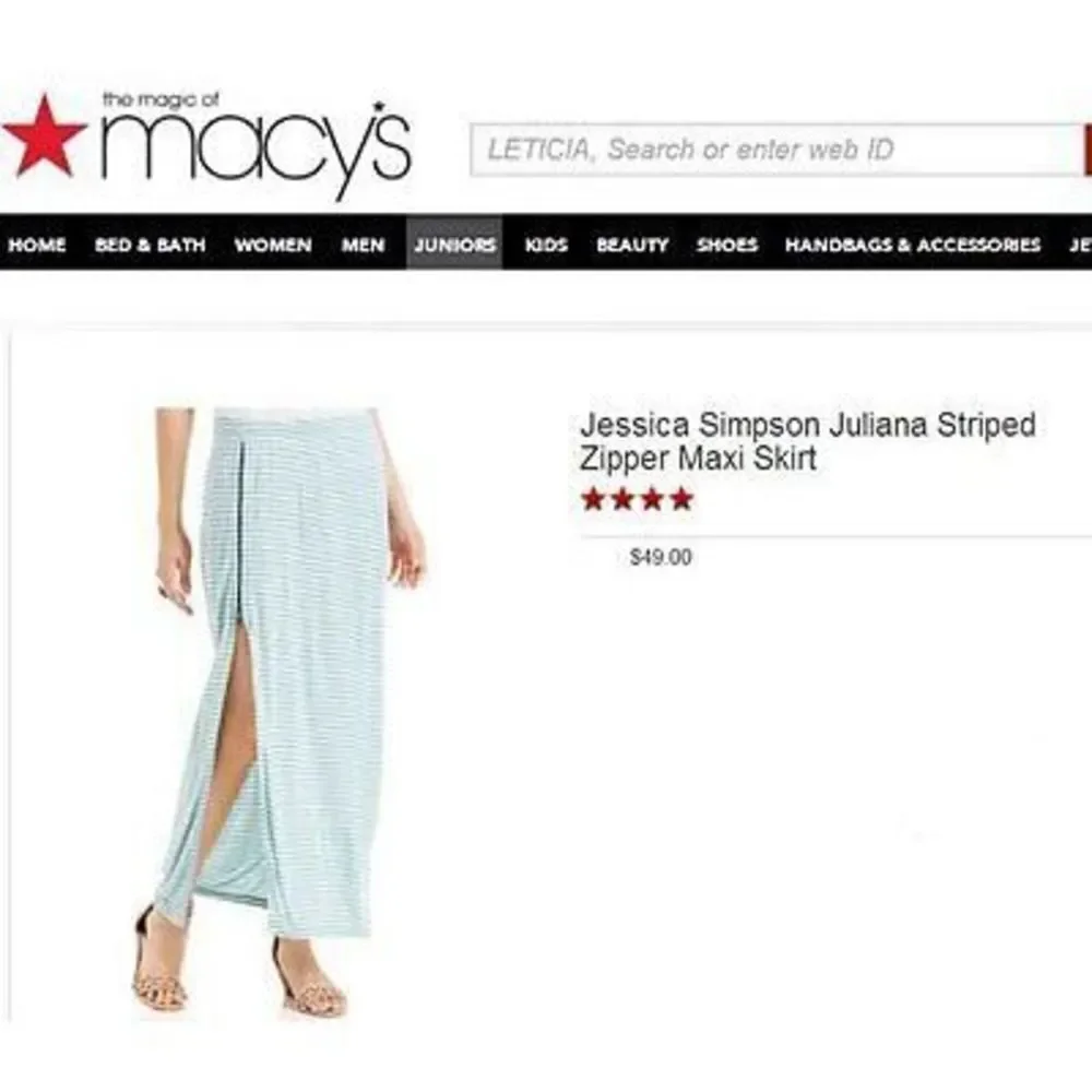 NWT $49.00 SZ S JESSICA SIMPSON BLUE ZIPPER BEATNIK STRIPES BLUE MAXI SKIRT NEW!